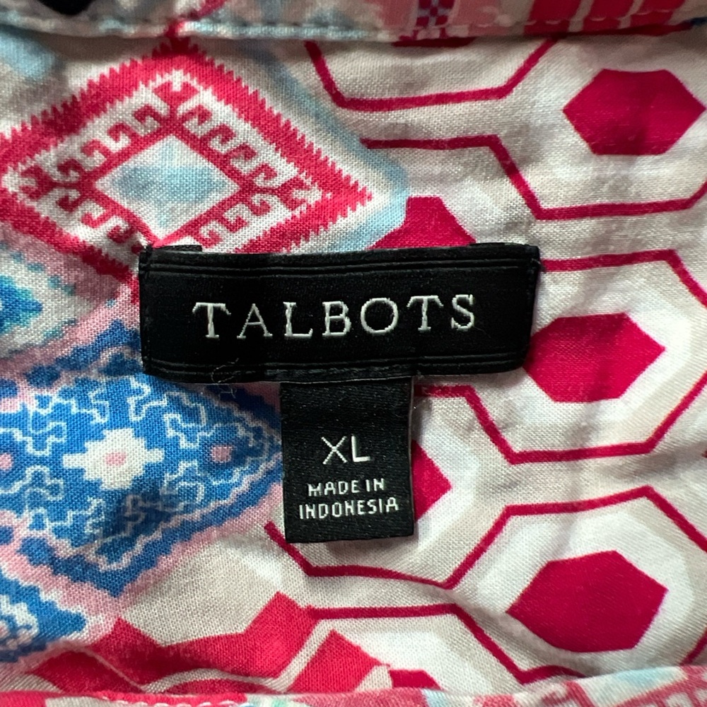 Talbots Ec Multicolor Geometric Patchwork Button … - image 2